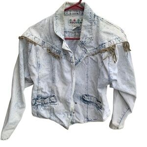 Vintage Acid Wash Blue Jean Denim Jacket Women’s Size Small
